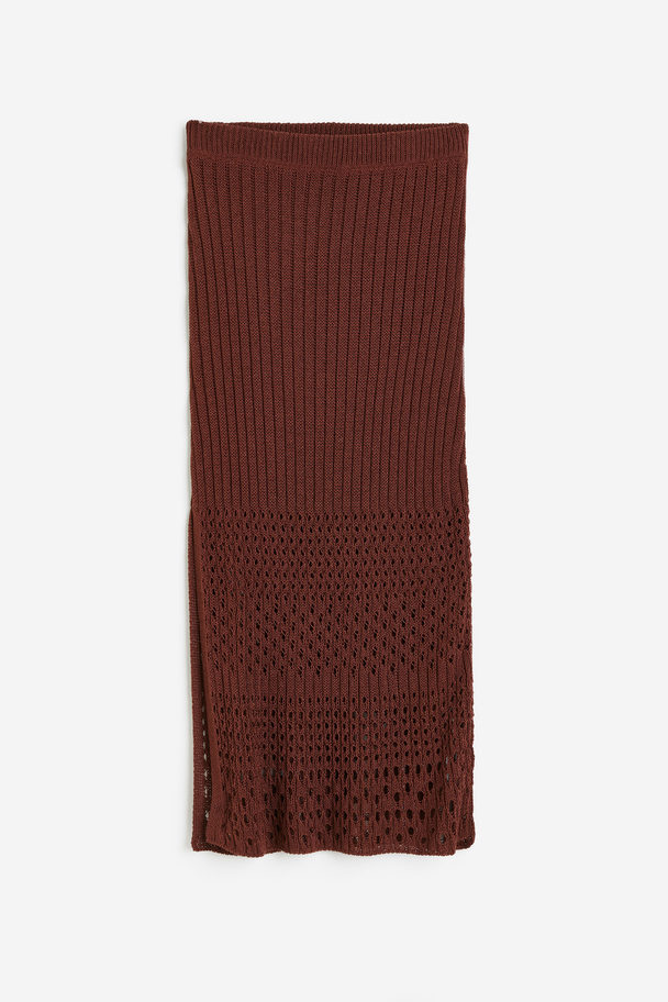 H&M Pointelle-knit Skirt Brown