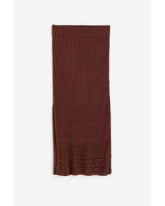 Pointelle-knit Skirt Brown
