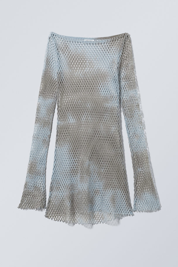 Weekday Dyed Mini Net Dress Light Blue & Grey