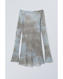 Dyed Mini Net Dress Light Blue & Grey