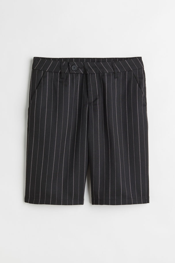 H&M Low-waisted Bermuda Shorts Black/striped