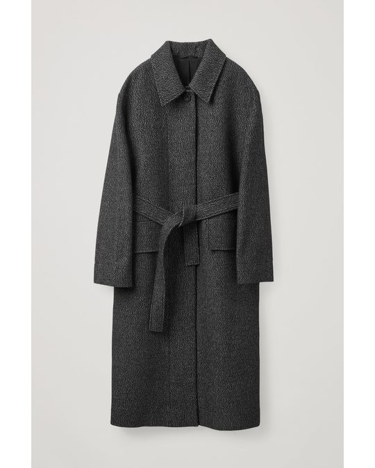 COS Belted Wool Trench Coat Black