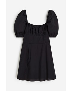 Puff-sleeved Dress Black