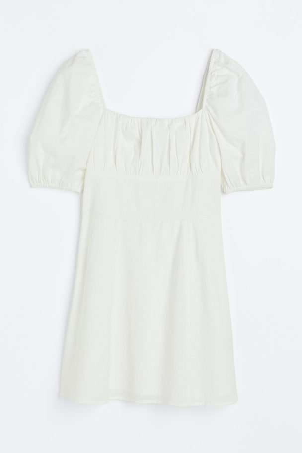 H&M Puff-sleeved Dress White