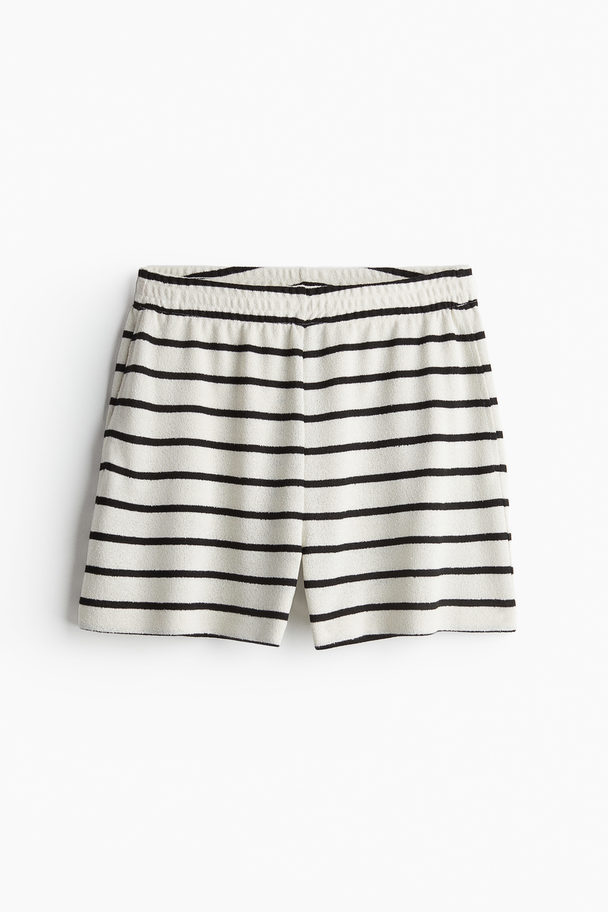 H&M Jersey Shorts Cream/black Striped