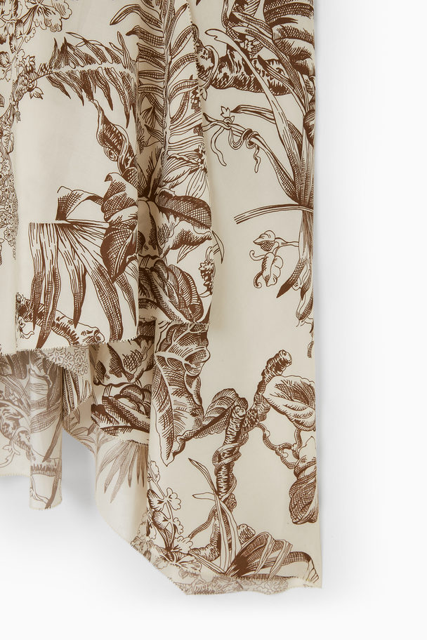COS Botanical-print Silk Dress White / Botanical Print