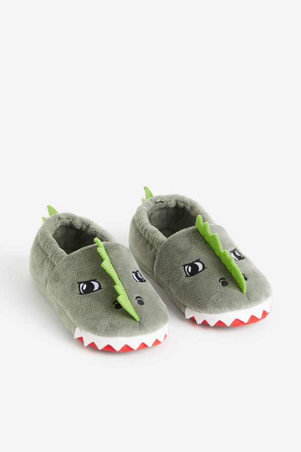 H&M Soft Slippers Light Green/dinosaur