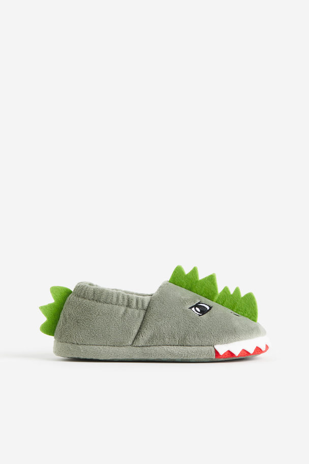 H&M Soft Slippers Light Green/dinosaur