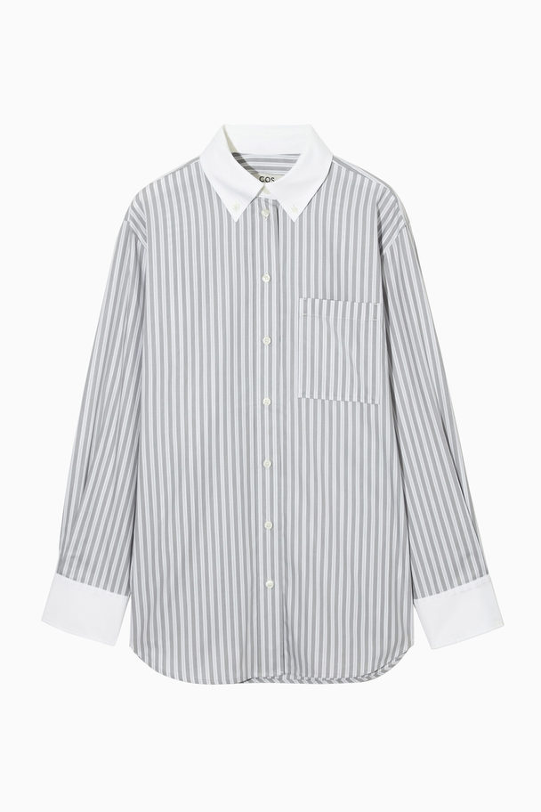 COS Kritstrecksrandig Oversize-skjorta Med Kontraster Mörkgrå