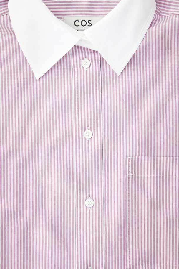 COS Kritstrecksrandig Oversize-skjorta Med Kontraster Röd