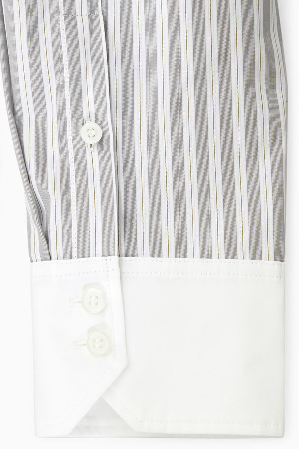 COS Kritstrecksrandig Oversize-skjorta Med Kontraster Mörkgrå