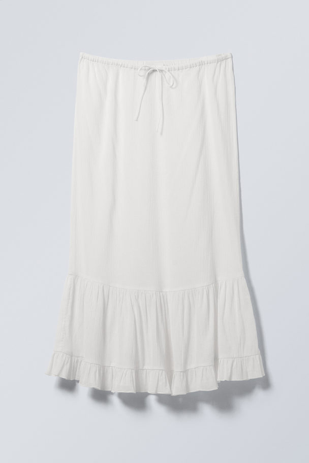 Weekday Sheer Tiered Crepe Skirt Dusty White