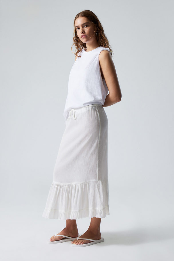 Weekday Sheer Tiered Crepe Skirt Dusty White