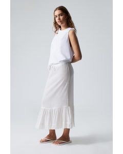 Sheer Tiered Crepe Skirt Dusty White