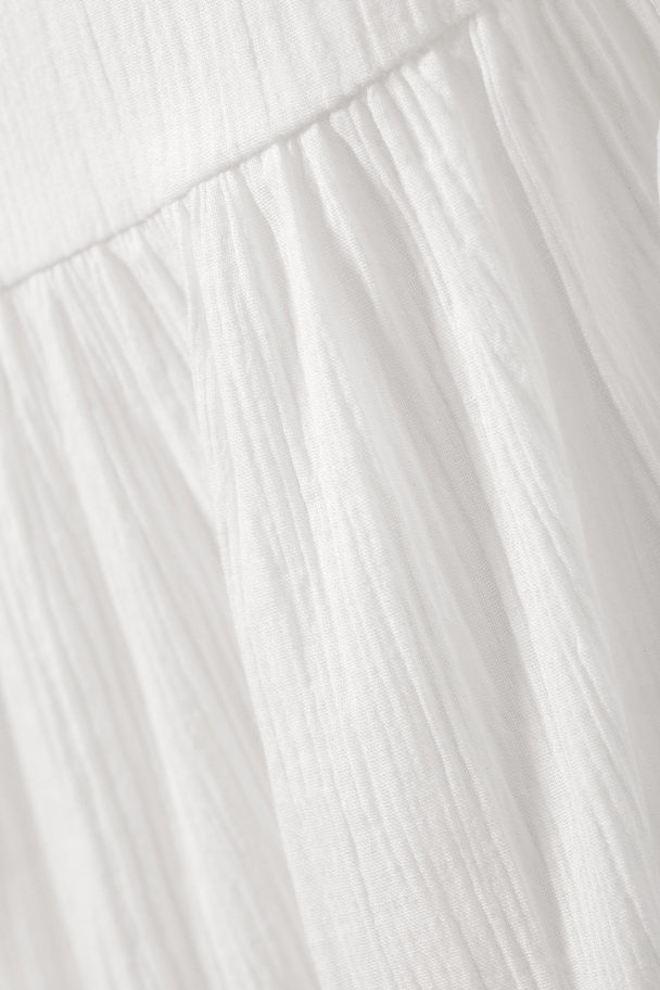 Weekday Sheer Tiered Crepe Skirt Dusty White