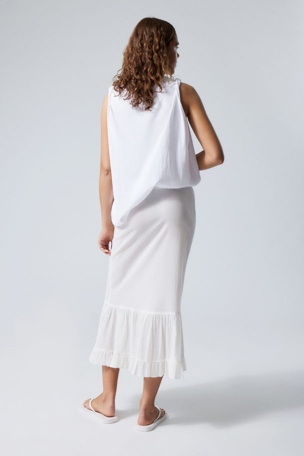 Weekday Sheer Tiered Crepe Skirt Dusty White