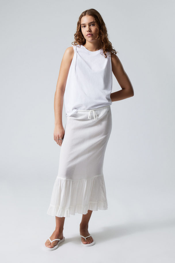 Weekday Sheer Tiered Crepe Skirt Dusty White