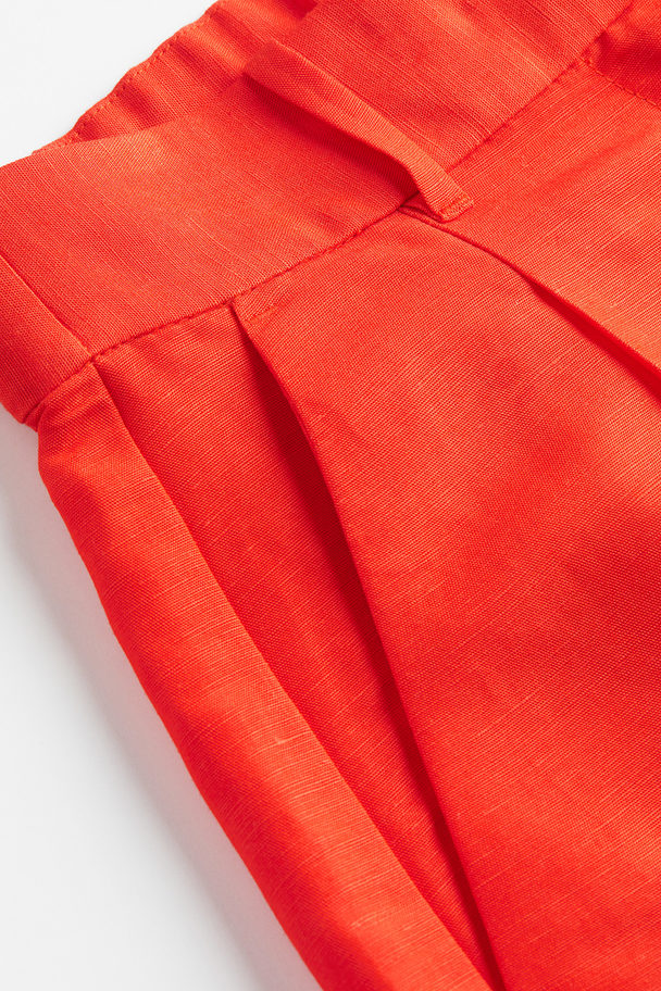 H&M Linen-blend Bermuda Shorts Red