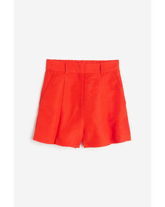 Linen-blend Bermuda Shorts Red
