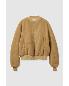 Cropped Teddy Bomber Jacket Light Brown