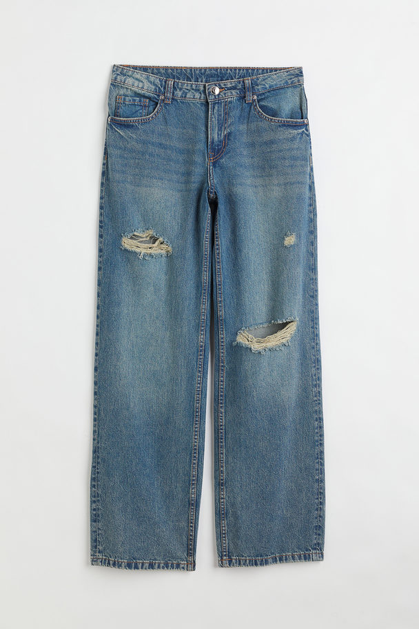 H&M Wide Low Waist Jeans Blau