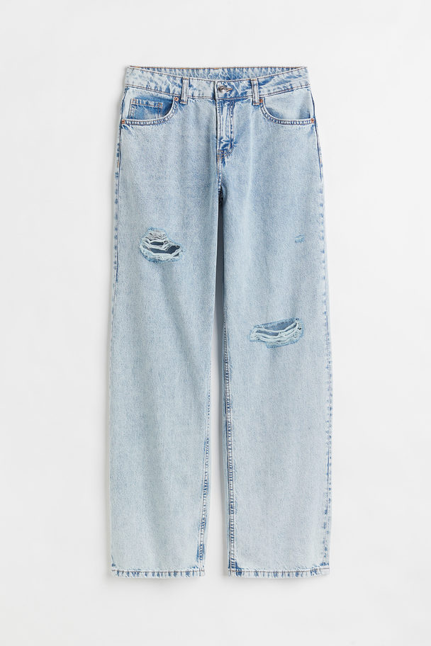 H&M Wide Low Waist Jeans Hellblau