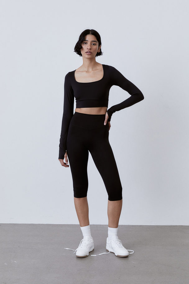 H&M Softmove™ Cropped Sports Top Black