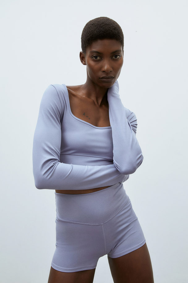 H&M Softmove™ Cropped Sports Top Dusty Purple