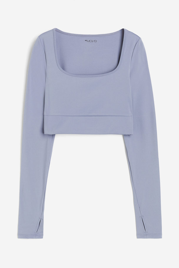 H&M Softmove™ Cropped Sports Top Dusty Purple