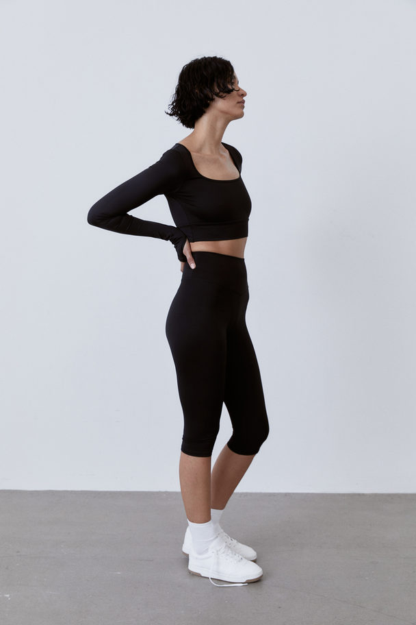 H&M Softmove™ Cropped Sports Top Black