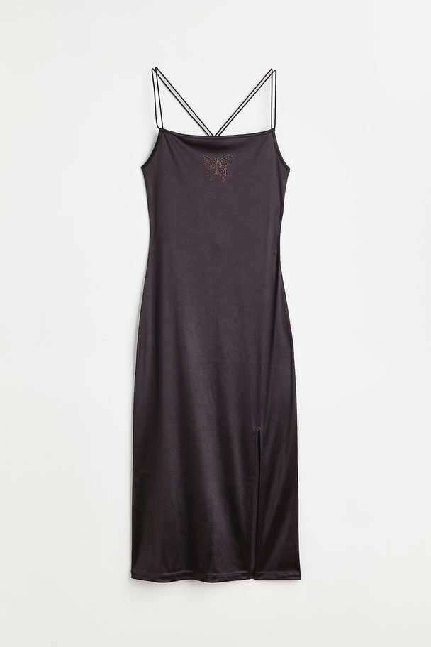 H&M Open-backed Slip Dress Black