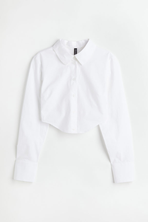 H&M Cropped Cut-out Shirt White