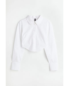 Cropped Cut Out-skjorte Hvid
