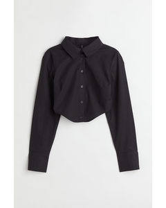 Cropped Cut-out Shirt Black