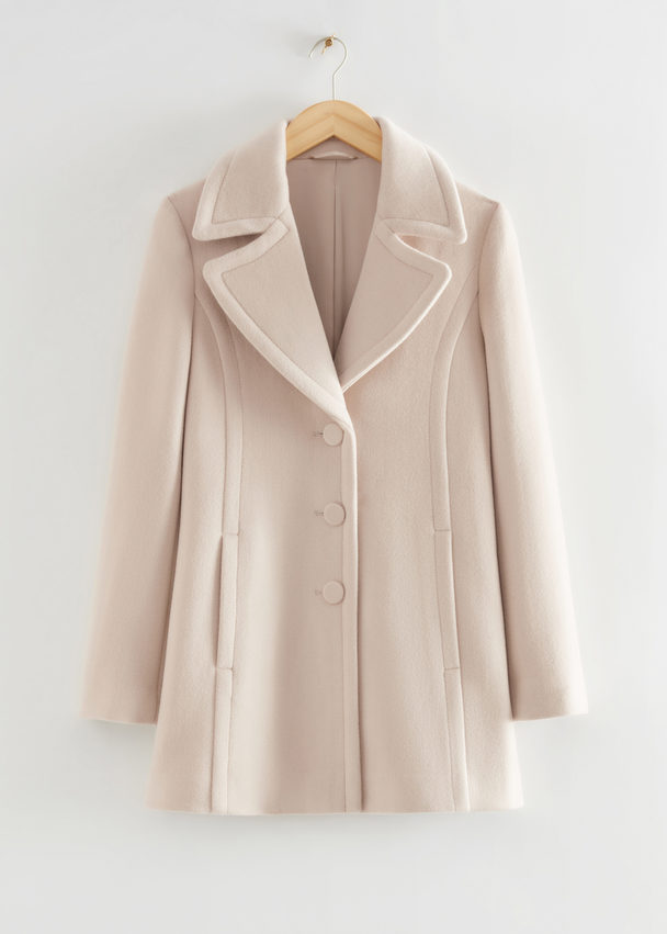 & Other Stories Fitted Mid-length Wool Coat Beige