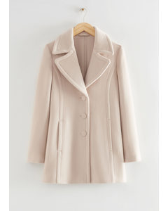 Fitted Mid-length Wool Coat Beige