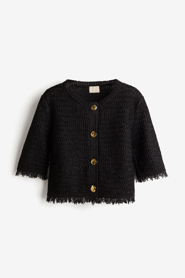 H&M Cardigan im Raffia-Look Schwarz