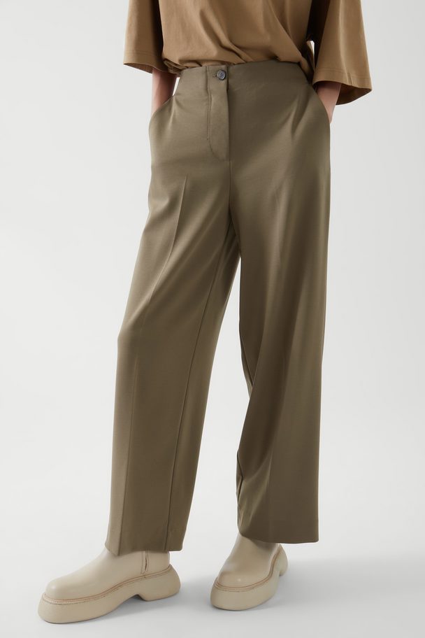 COS High-waisted Wide-leg Trousers Dark Beige