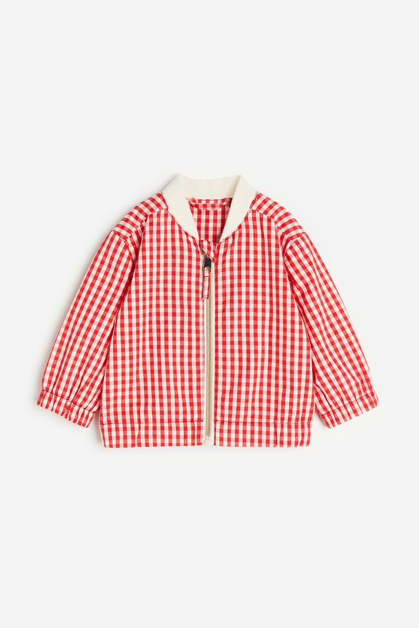 H&M Twill Bomber Jacket Red/checked