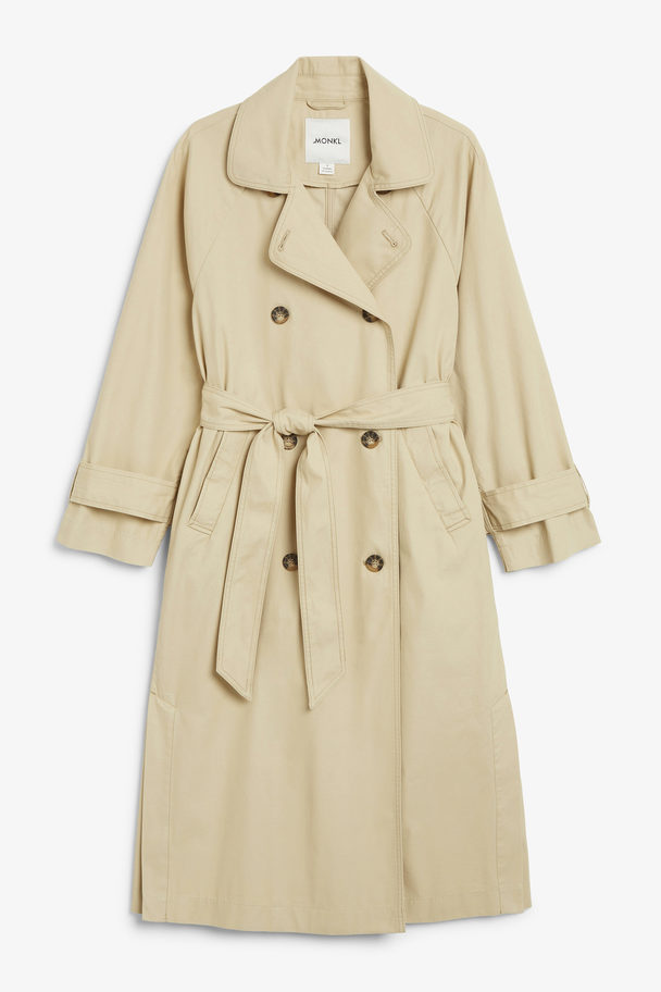 Monki Double Breasted Front Trench Coat Beige