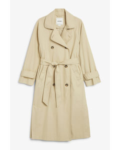 Double Breasted Front Trench Coat Beige