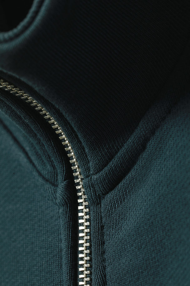 Weekday Boxy Terry Zip Sweatshirt Dark Teal