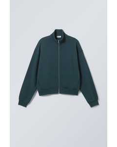 Boxy Terry Zip Sweatshirt Dark Teal