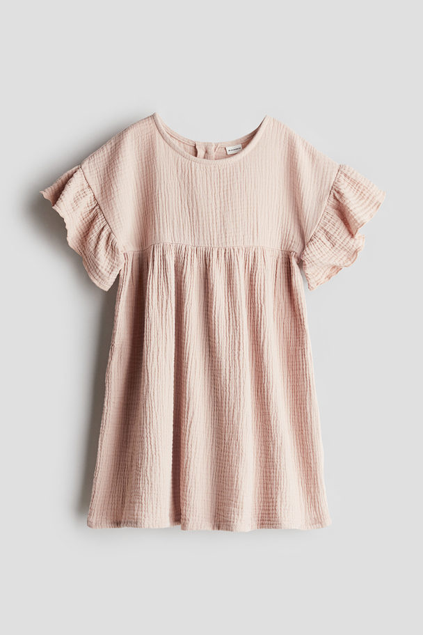 H&M Cotton Muslin Dress Light Dusty Pink