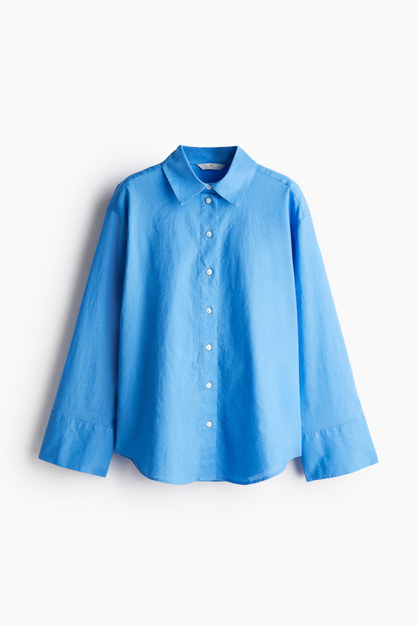 H&M Overhemdblouse Van Linnenmix Blauw