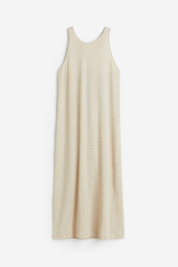 H&M Kleid aus Leinenmix Hellbeigemeliert