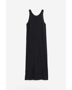 Linen-blend Dress Black