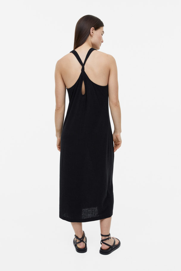 H&M Kleid aus Leinenmix Schwarz