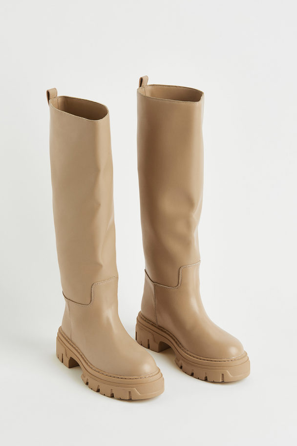 H&M Knee-high Boots Beige