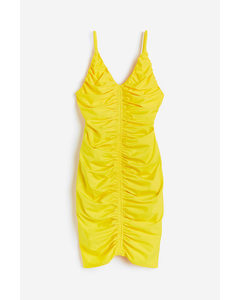 Ruched Bodycon Dress Yellow
